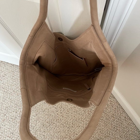 Anthropologie shoulder bag. Distressed vegan leather in a light taupe color. - Picture 3 of 4